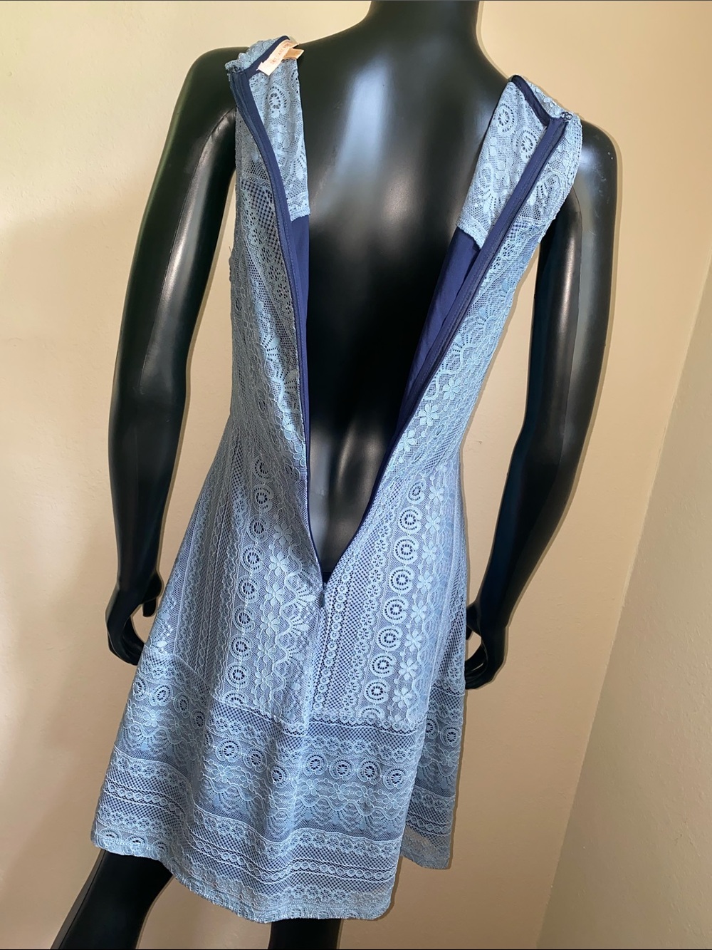 Skies Are Blue Lace Midi Dress in Dusty Blue - Picture 10 of 13